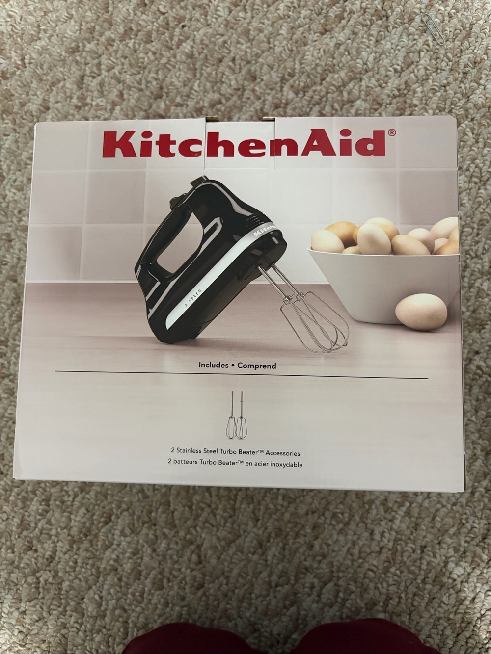 KitchenAid Black and Silver Hand Mixer with Turbo Beaters